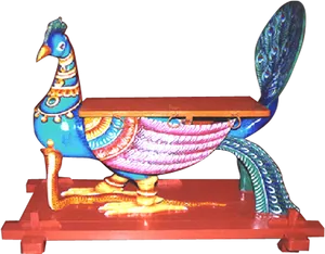 Colorful Peacock Vilakku Oil Lamp PNG Image