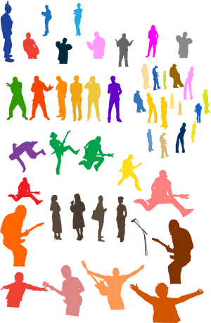 Colorful_ People_ Silhouettes_ Collection PNG Image