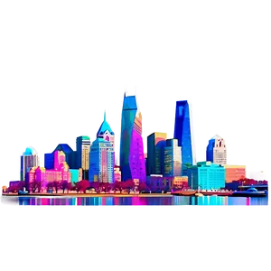 Colorful Philadelphia Skyline Artistic Render Png Waj71 PNG Image