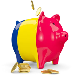 Colorful Piggy Bank Savings Concept PNG Image