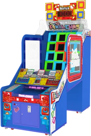 Colorful Pixel Chase Arcade Machine PNG Image