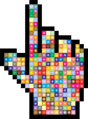 Colorful Pixel Hand Cursor PNG Image