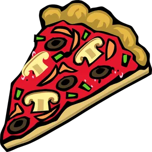 Colorful Pizza Slice Clipart PNG Image