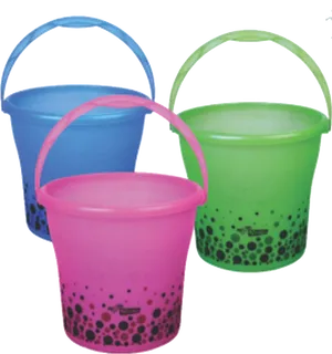 Colorful Plastic Buckets Set PNG Image