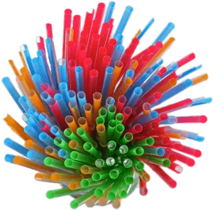 Colorful Plastic Straws Bundle PNG Image