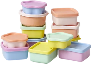 Colorful Plastic Tiffin Boxes Stacked PNG Image