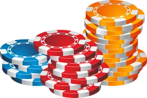 Colorful Poker Chips Stacked PNG Image