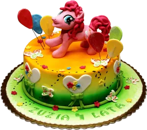 Colorful_ Pony_ Themed_ Birthday_ Cake PNG Image