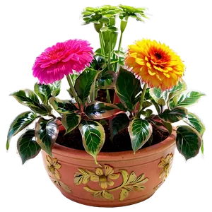 Colorful Potted Flowers Png 06122024 PNG Image