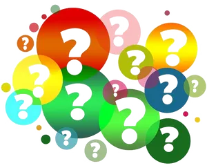 Colorful Question Marks Background PNG Image