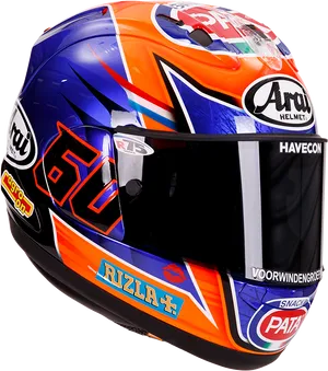 Colorful Racing Motorcycle Helmet PNG Image