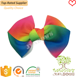 Colorful Rainbow Hair Bow Accessory PNG Image