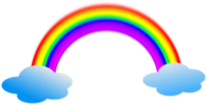 Colorful Rainbow With Clouds PNG Image