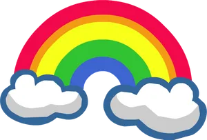 Colorful Rainbowand Clouds Graphic PNG Image