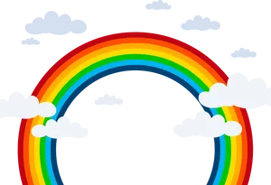 Colorful Rainbowand Clouds Illustration PNG