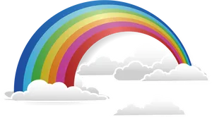 Colorful Rainbowand Clouds Illustration PNG Image