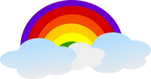 Colorful Rainbowand Clouds Illustration PNG Image