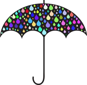 Colorful Raindrop Umbrella PNG Image