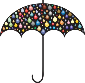 Colorful Raindrops Umbrella PNG Image