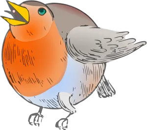 Colorful Robin Illustration.png PNG Image