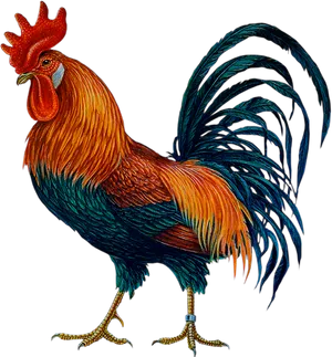 Colorful Rooster Illustration PNG Image