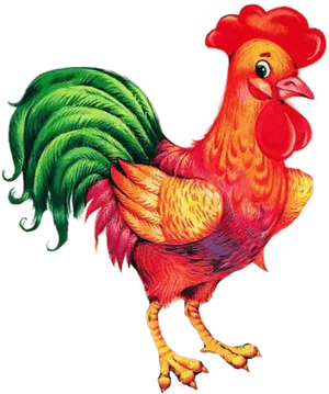 Colorful Rooster Illustration PNG Image