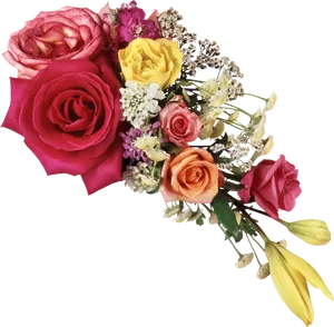 Colorful Rose Bouquet Floral Arrangement PNG Image