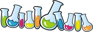 Colorful Science Beakers PNG Image