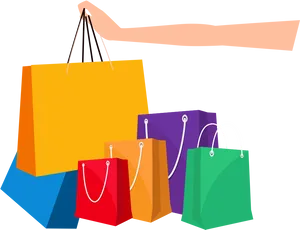 Colorful Shopping Bags Graphic PNG Image
