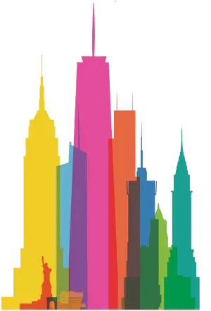 Colorful Skyline Silhouette PNG Image