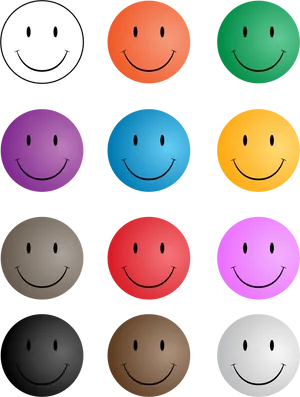 Colorful Smiley Faces Array PNG Image