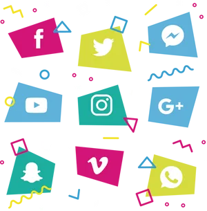 Colorful Social Media Icons Collage PNG Image