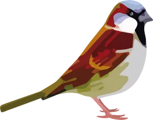 Colorful Sparrow Illustration PNG Image