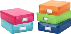 Colorful Stacked Storage Boxes PNG Image