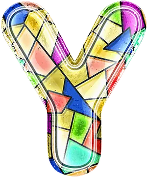 Colorful Stained Glass Letter V PNG Image