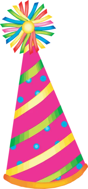 Colorful Striped Birthday Hat PNG Image