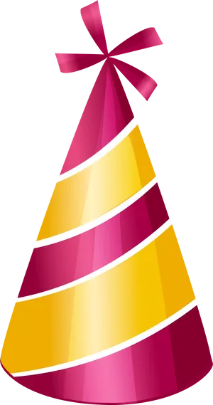 Colorful Striped Birthday Hat PNG Image