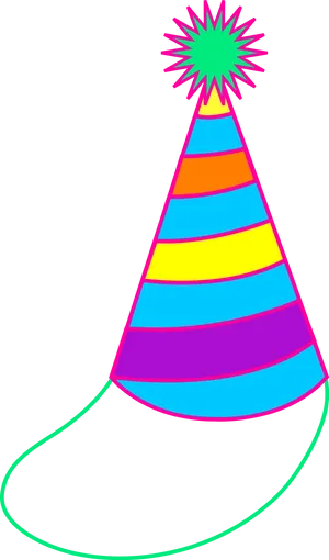 Colorful Striped Birthday Hat PNG Image