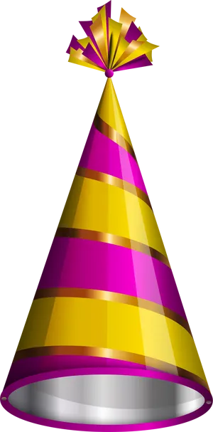 Colorful Striped Birthday Hat PNG Image