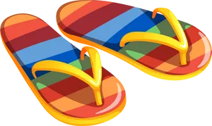 Colorful Striped Flip Flops Summer Clipart PNG Image