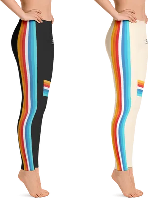 Colorful Striped Leggings Display PNG Image