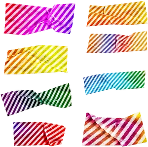 Colorful Striped Washi Tape Pieces PNG Image