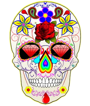 Colorful Sugar Skull Artwork PNG Image