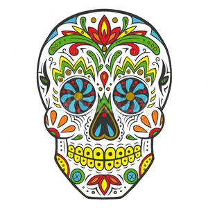 Colorful Sugar Skull Illustration PNG Image