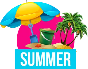 Colorful Summer Vacation Graphic PNG