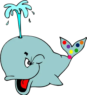 Colorful Tail Cartoon Whale Clipart PNG Image