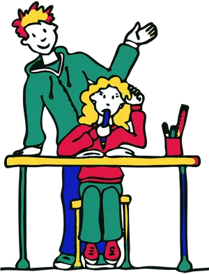 Colorful Teacherand Student Clipart PNG Image