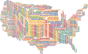 Colorful Text Mapof U S A PNG Image