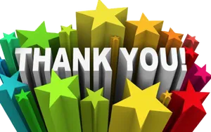 Colorful Thank You Stars PNG Image