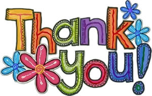 Colorful Thank You Text Illustration PNG Image